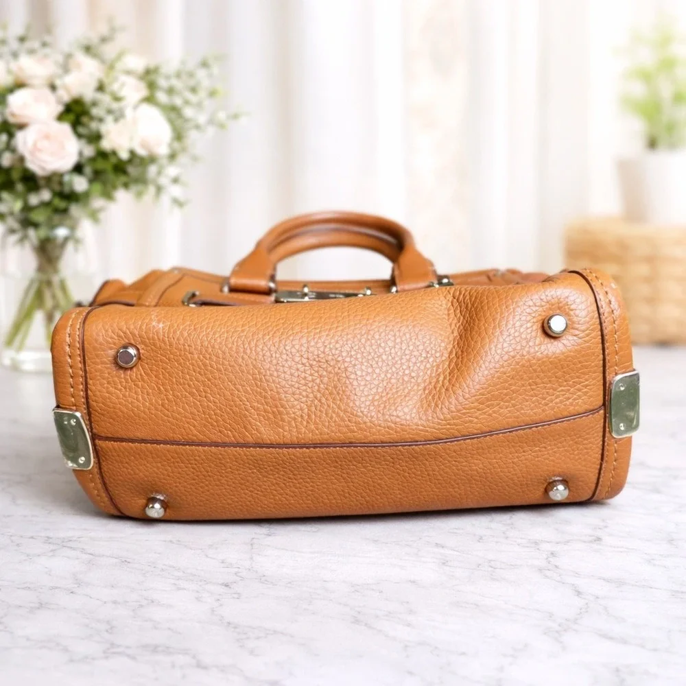 Coach Swagger 27 Carryall Saddle Tan Pebbled Leather Satchel Bag 34816 - Picture 3 of 9